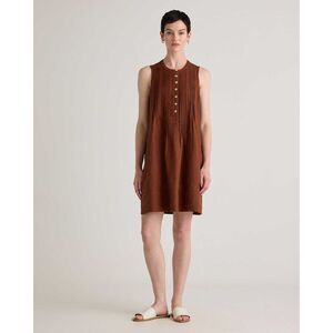 Quince Women's 100% European Linen Sleeveless Swing Chocolate Brown XL